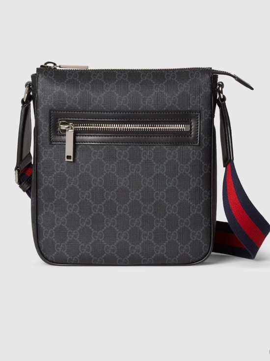 Gucci Other - Gucci Black GG Supreme Messenger Bag with Web Stripe Strap